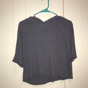 Short sleeve, loose fitting crop hoodie